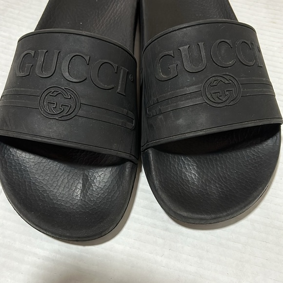 Gucci Black Logo Rubber Slide Sandals - Size 11 - Picture 3 of 10